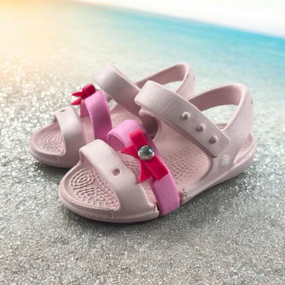 CROCS Other - Crocs Keeley Charm Sandals Toddler Girl Sz 5 Water Pink Shoes Sandals